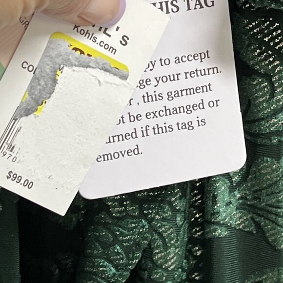 Nanette Lepore Dress Womens 8 Green Floral Burnout Velvet Faux Wrap Ruffle Party - Picture 5 of 9